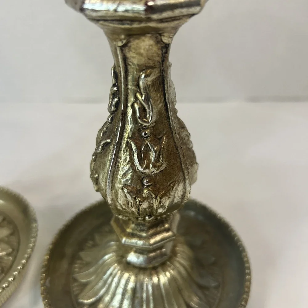 Vintage Gold Tone Candle Holder Set Of 2 Beautiful Ornate Hollywood Regency Read